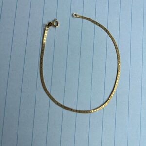 Herringbone Bracelet, 14kt Yellow Gold Bracelet, Reversible Bracelet 7” Italy